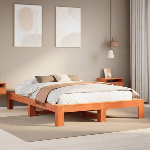 vidaXL Posteljni okvir brez vzmetnice voščeno rjav 160x200 cm borovina Cene