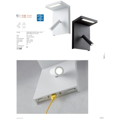  Redo 01-1500 - LED zidna spot svetiljka AGOS LED/6W/230V +LED/3,2W USB crna Slike