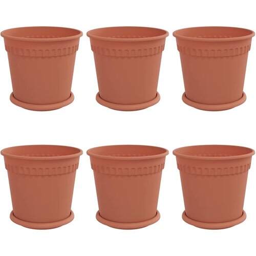 vidaXL Lončki za rastline 6 pcs Kamnito rdeča Ø 19 x 16 cm Plastika, (5000162747) Cene