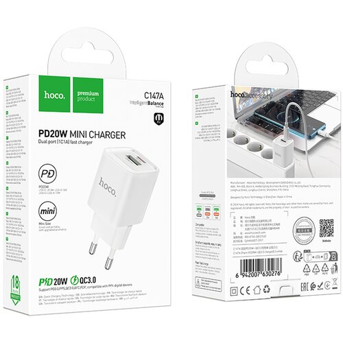 hoco. C147A PUNJAČ PD20W+QC3.0 USB-A/ TYPE-C IZLAZ Cijene