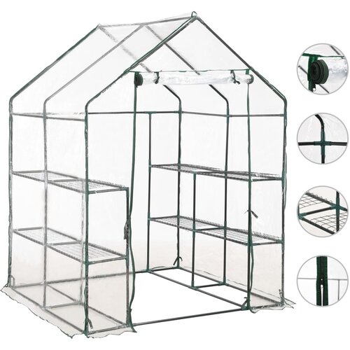 vidaXL Rastlinjak z 8 policami 143x143x195 cm Cene