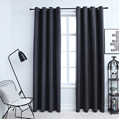 VidaXL Zatemnitvene zavese z obročki 2 kosa antracitne 140x225 cm Slike