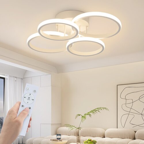 Nettlife LED stropna svetilka, LED stropna svetilka s 4 obroči, zatemnitvena, bela, 48 W, svetilka za dnevno sobo, (5000045994) Cene