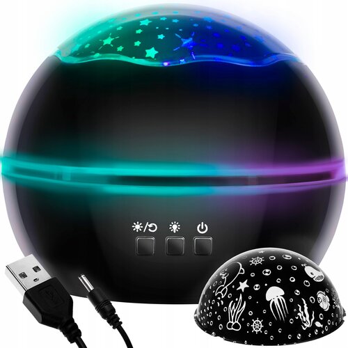  LED RGB projektor nočna lučka - menjava projekcij črna Slike