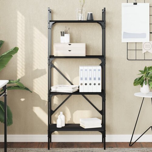 vidaXL Knjižna omara 4-nadstropna črna 56x31,5x138,5 cm inženirski les Cene