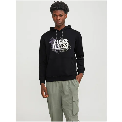 Jack & Jones Men's Black Hoodie Map - Men's