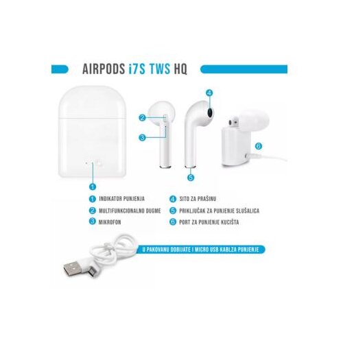  Slušalice bluetooth airpods I7S za iphone 7/Iphone 8/Iphone x crvene model 1 Cene
