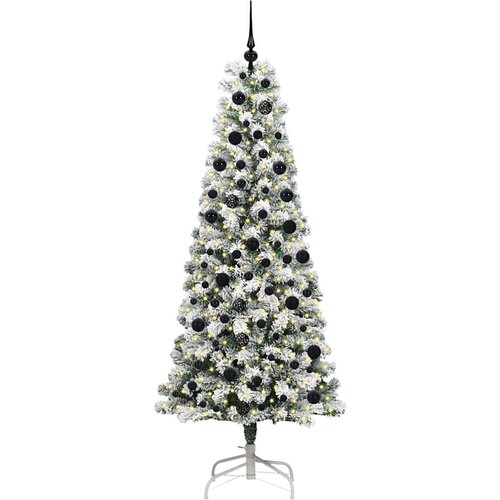 VidaXL Umjetno božićno drvce s nogom Zelena i bijela 210 cm PVC Slike
