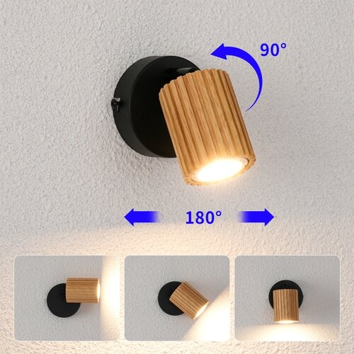  Brilagi - Zidno spot svetlo MODERN WOOD 1xGU10/8W/230V drvo/crna Slike