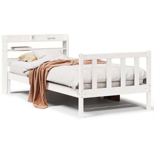 Maison Chic Posteljni okvir - Enojna postelja - Postelja za odrasle brez vzmetnice bel 75x190 cm trdna borovina-J11605, (21767429) Cene