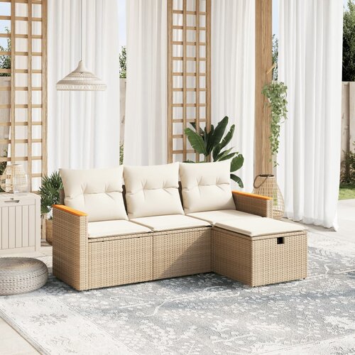 vidaXL 4-dijelni set vrtnih sofa s jastucima bež od poliratana Cijene