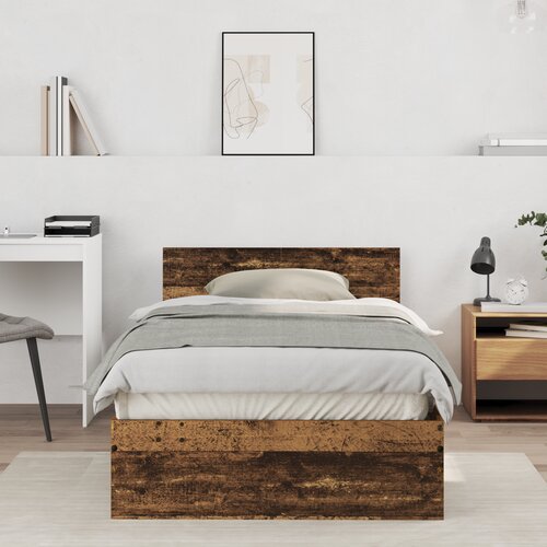vidaXL Okvir kreveta s uzglavljem Smeđa 100 x 200 cm Konstruirano drvo Cene