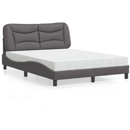  The Living Store Postelja z vzmetnico siva 140x190 cm umetno usnje - Postelja, (21457152) Slike