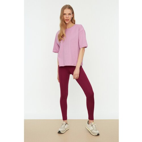 Trendyol Dark Purple High Waist Gatherer Knitted Leggings Slike