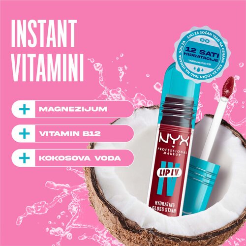 NYX Professional Makeup Lip I.V. Hydrating Gloss Stain glos za ustnice 5 ml odtenek 10 Berry Thirsty Slike