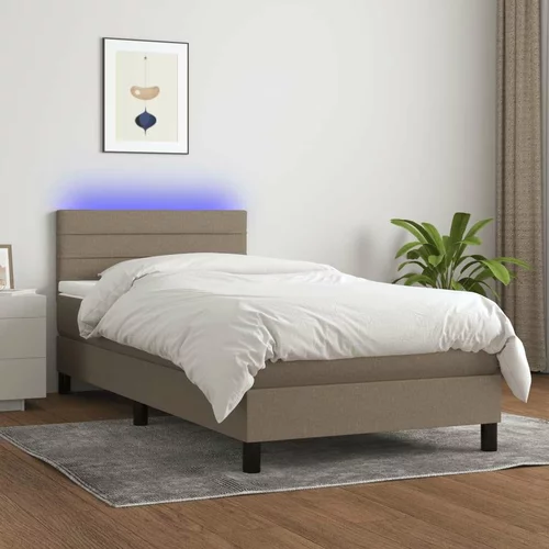  Box spring postelja z vzmetnico LED taupe 80x200 cm blago, (20791095)