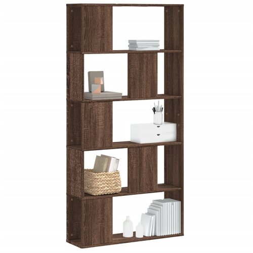 VidaXL Knjižna omara 5-nadstopna rjavi hrast 80,5x23,5x162,5 cm Slike