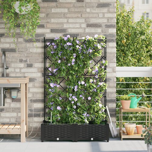 vidaXL Vrtno korito Črna Plastika 80 x 40 x 126 cm Cvetlična korita Cene