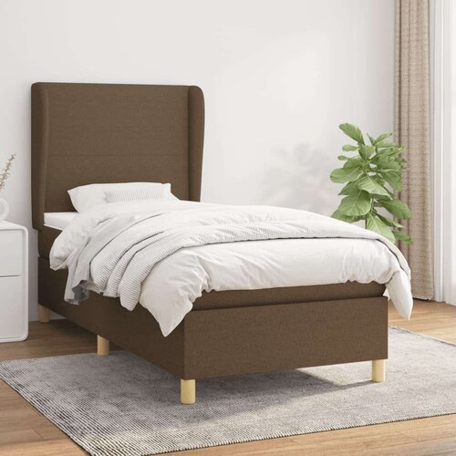  Box spring postelja z vzmetnico temno rjava 100x200 cm blago, (20900313) Slike
