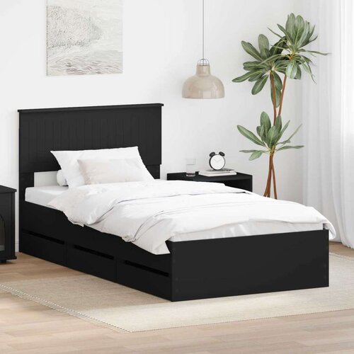  Okvir za krevet Crna 100 x 200 cm Inženjersko Drvo - Crna 100 x 200 cm Cijene