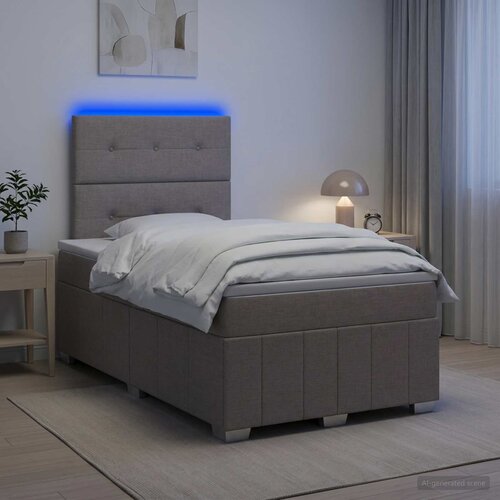  LED okvir za krevet s madracem Sivosmeđa 120 x 190 cm Tkanina Slike
