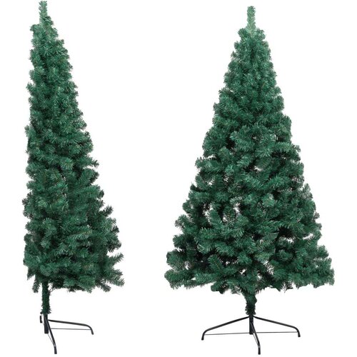 VidaXL Polovična novoletna jelka s stojalom zelena 120 cm PVC Slike