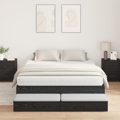 vidaXL Posteljni okvir Črni hrast Inženirski les 236.5 x 150 x 31.5 cm Cene