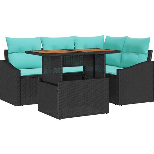 vidaXL Komplet za jedilnico v vrtu z blazino 5 pcs Črna in Teal, (5000134543) Cene