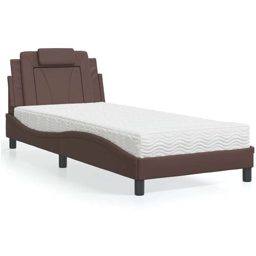 Postelja z vzmetnico rjava 90x190 cm umetno usnje, (21143014) Cene