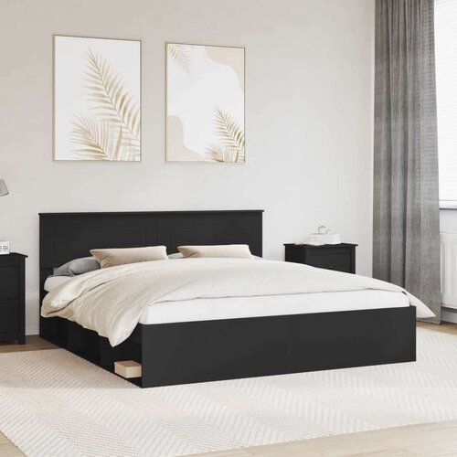  Konstrukcija postelje Črna 200 x 200 cm Konstruiran les, (5000121261) Cene