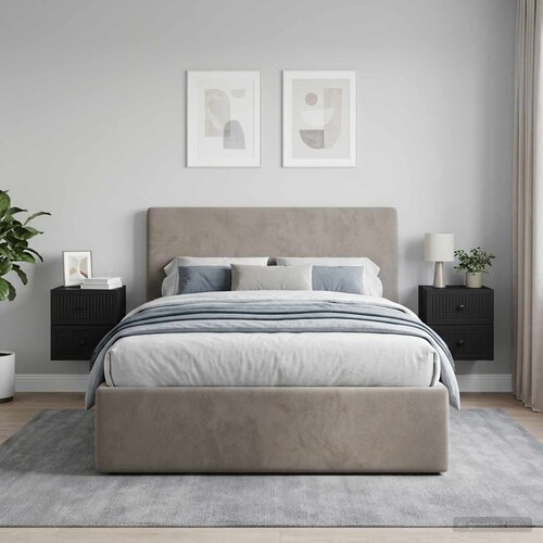 Noćni ormarić za montažu na zid 2 pcs Crna 33 x 34,5 x 40 cm Slike