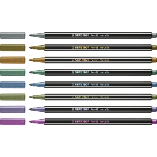 Stabilo Pen 68 Metallic kovinski set flomastrov, mešanih barv, 8 kos