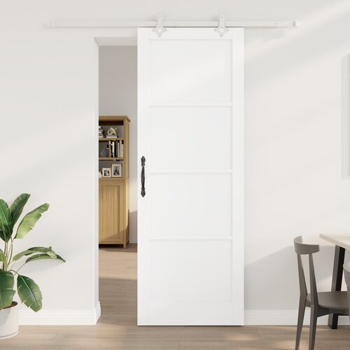 vidaXL drsna vrata s kompletom strojne opreme Bela 83x232 cm Trda borovina, notranja vrata 'ORKDAL'Bela 83x232x4 cm Trda borovina Cene