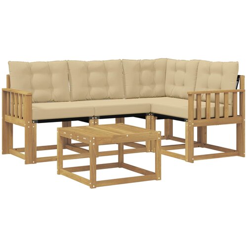 vidaXL Zunanja garnitura za sedenje z blazino 5 pcs Bela in bež, (5000281887) Cene