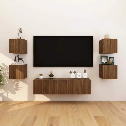vidaXL Stenska TV omarica 8 kosov rjavi hrast 30,5x30x30 cm