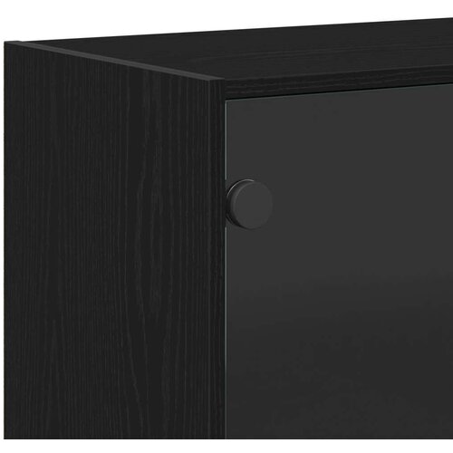vidaXL Visoka omara z vrati Črna hrast 68x37x142 cm Inženirski les Cene