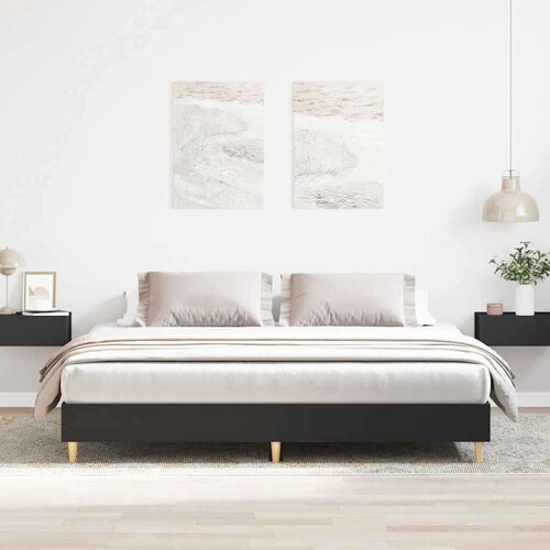  Posteljni okvir brez vzmetnice črn 160x200 cm inženirski les, (21792792) Cene