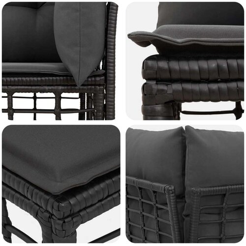  loveseat s jastukom 2 pcs Crna i tamno siva poliratan - Crna i tamno siva Ravni Slike