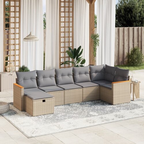 vidaXL 7-dijelni set vrtnih sofa s jastucima bež od poliratana Cijene