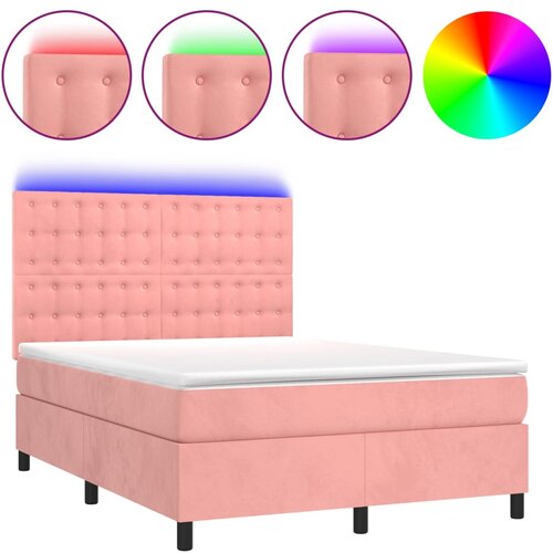 Maison Chic Box spring postelja - Vzmetna postelja z vzmetnico LED roza 80x200 cm žamet SL3284, (21901662) Cene