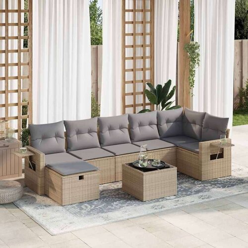 vidaXL 8-dijelni set vrtnih sofa od poliratana s jastucima bež Cijene