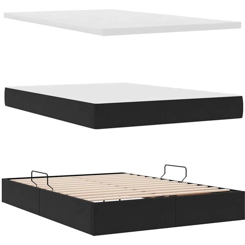 vidaXL Postelja z LED lučmi z vzglavjem Črna 140 x 200 cm Žamet Cene