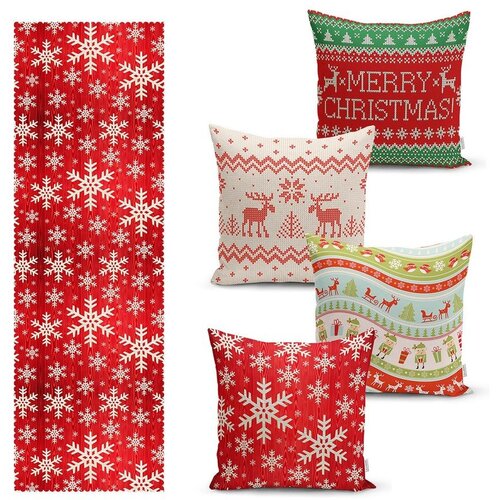 Mila Home Komplet prevlek za blazine in namiznega tekača 5 ks Christmas Sweater – Cene