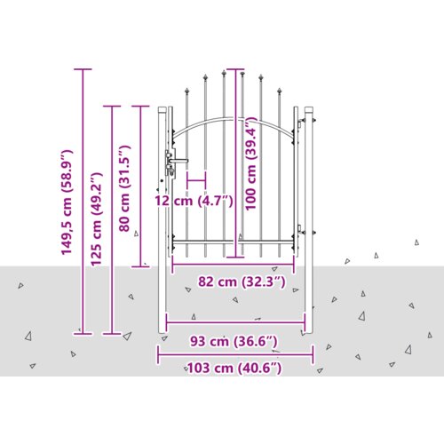 VidaXL Vrtna vrata s zaključavanjem Siva 100 x 100 cm Čelik Slike