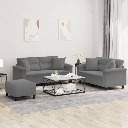  3-dijelni set sofa s jastucima tamnosivi od mikrovlakana Cene