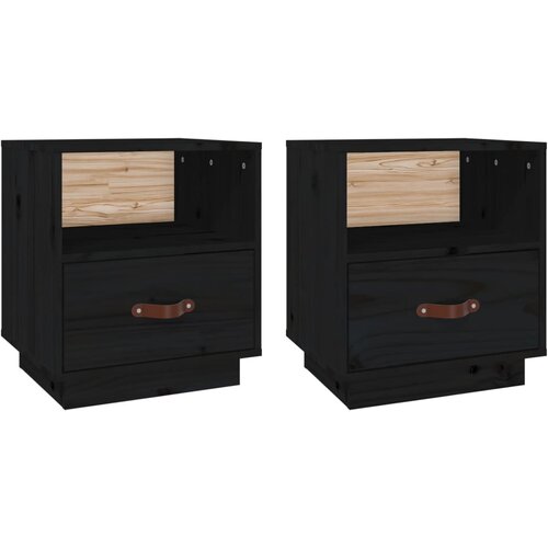 Maison Chic Dvo delni komplet Nočne omarice - Nočne mize črna 40x34x45 cm trdna borovina, (21689693) Cene