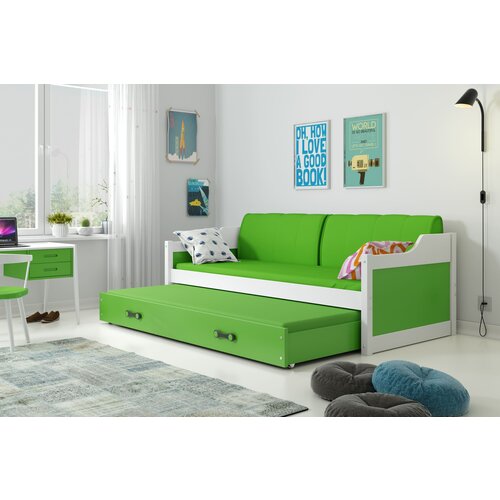 BestBed Izvlena postelja DAWID - bela v ve barvnih kombinacijah-Zelena Slike