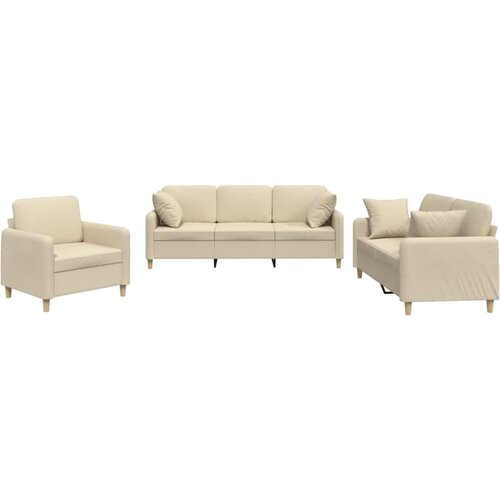 Maison Chic Sedežna garnitura - kavč 3-delna z vzglavniki krem blago, (21728257) Cene