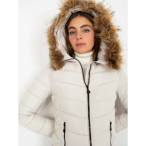 Fashion Hunters White quilted transitional jacket with a hood