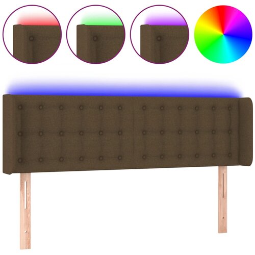 Maison Chic LED Posteljno vzglavje - Vzglavna omarica - Nočna omarica temno rjavo 147x16x78/88 cm blago, (21710381) Slike